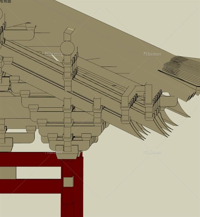 4f10宁波保国寺大殿su模型宋代歇山顶大殿su模型