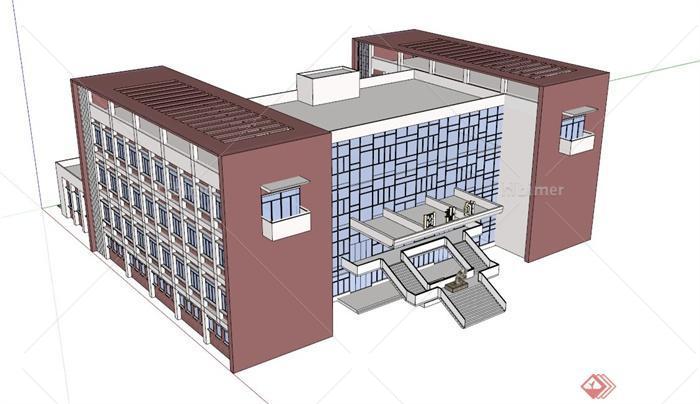 学校图书馆大楼建筑设计su模型