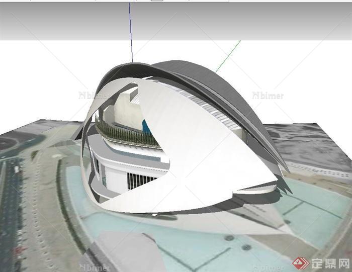 现代风格异型体育馆建筑设计su模型原创