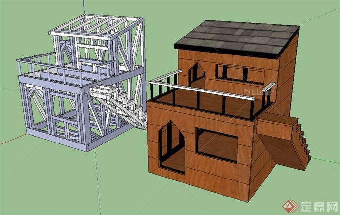 一个狗屋建筑设计su模型