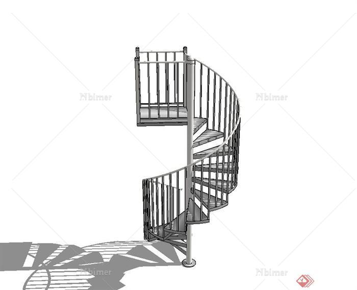 现代风格精致详细旋转楼梯设计su模型原创