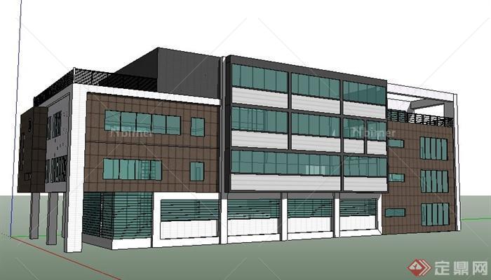 现代简约风格四层办公楼建筑设计su模型