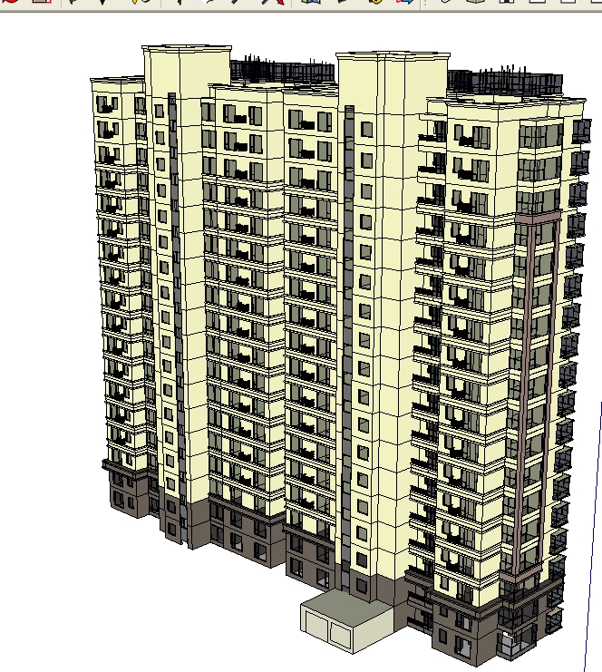 某绿城风格现代双单元高层公寓楼建筑设计su模型