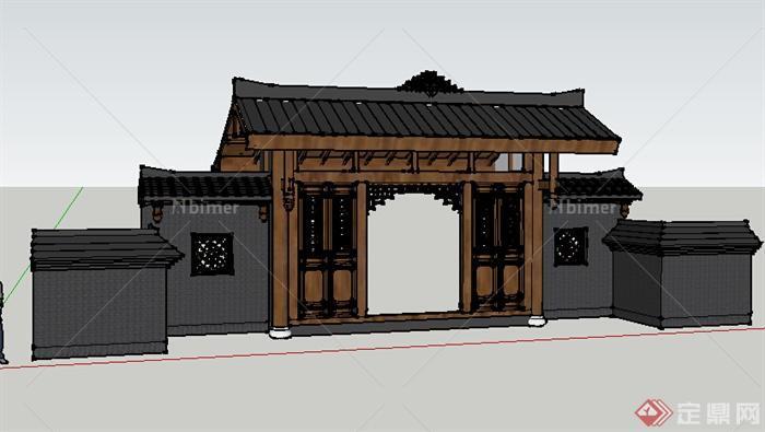 某中式古建大门设计su模型