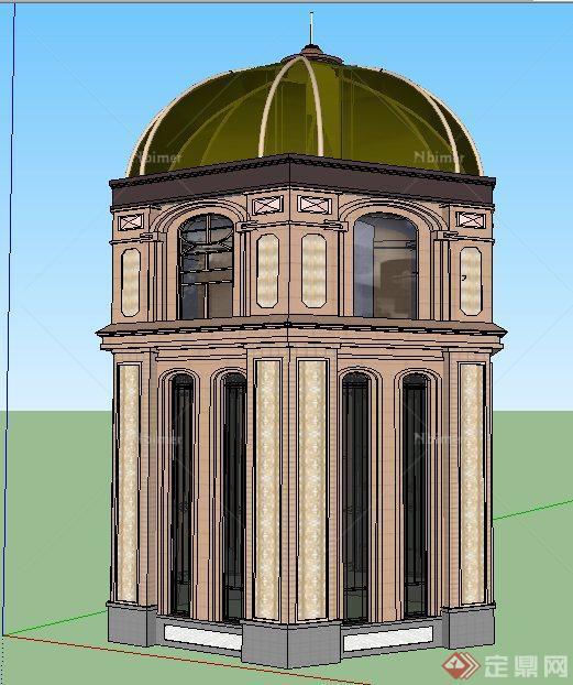 欧式风格圆顶景观塔楼su模型