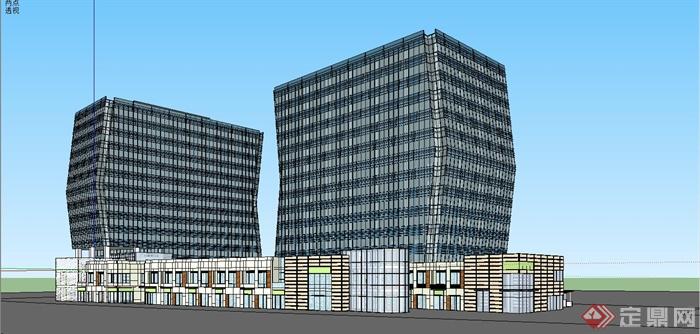 某l型商业办公楼建筑设计su模型