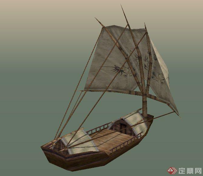 木质交通工具船设计su模型