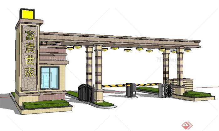 2个居住区入口大门设计sketchup(su)3d模型