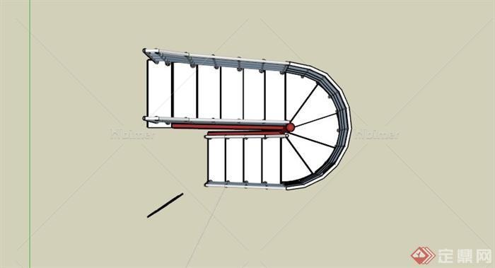 现代设计转角楼梯su模型