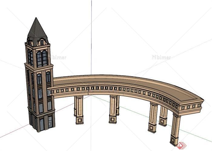 欧式塔廊设计su模型