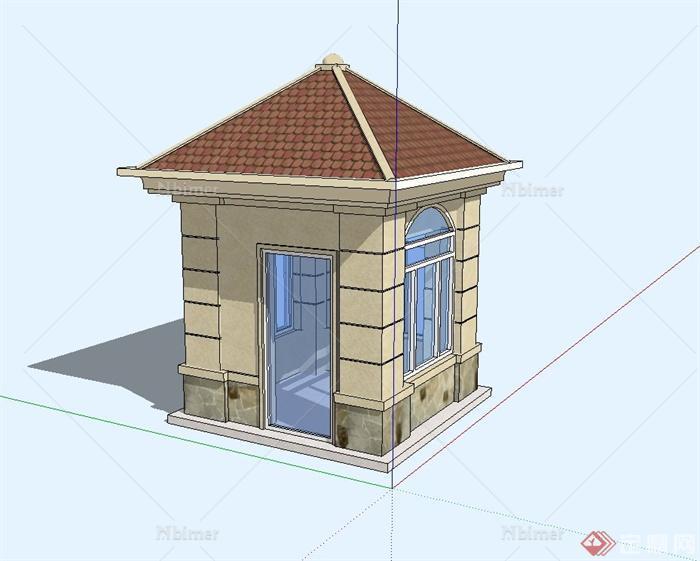 欧式风格门卫室门房设计su模型[原创] - sketchup模