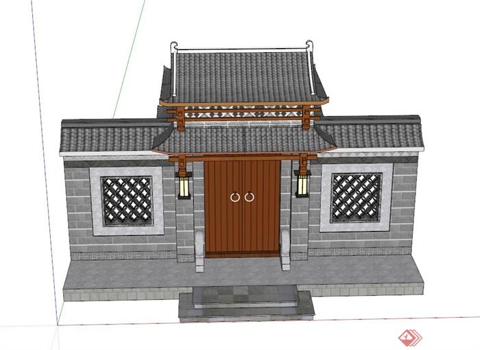 古中式庭院大门设计su模型