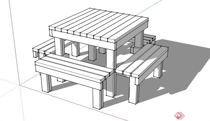 一套桌椅设计su白模