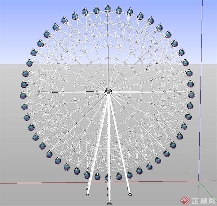 现代某公园大型摩天轮设计su模型