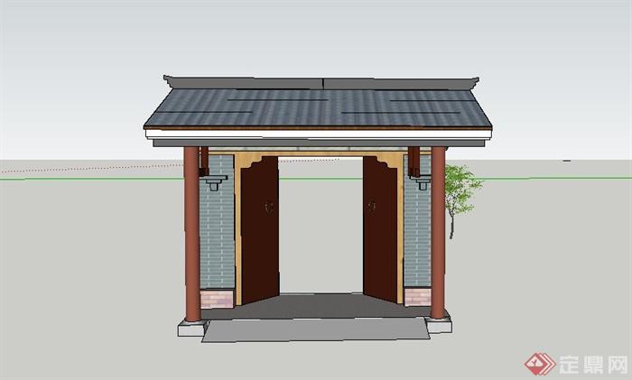 某古典中式庭院大门设计su模型