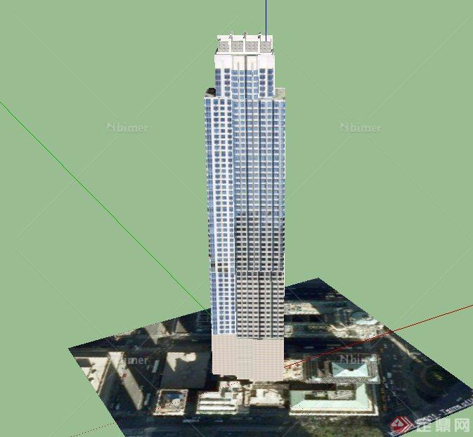 现代某超高层办公塔楼建筑设计su模型