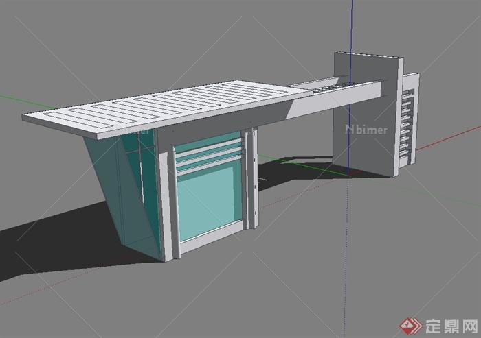 某现代风格简单的入口大门设计su模型[原创]