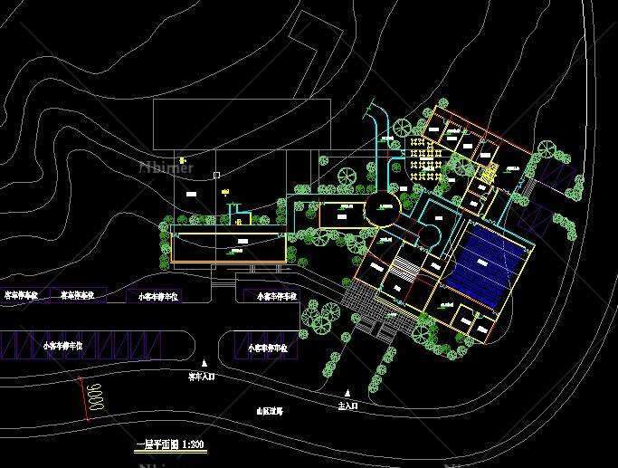 某新中式山地博物馆建筑设计su模型(附cad总平面