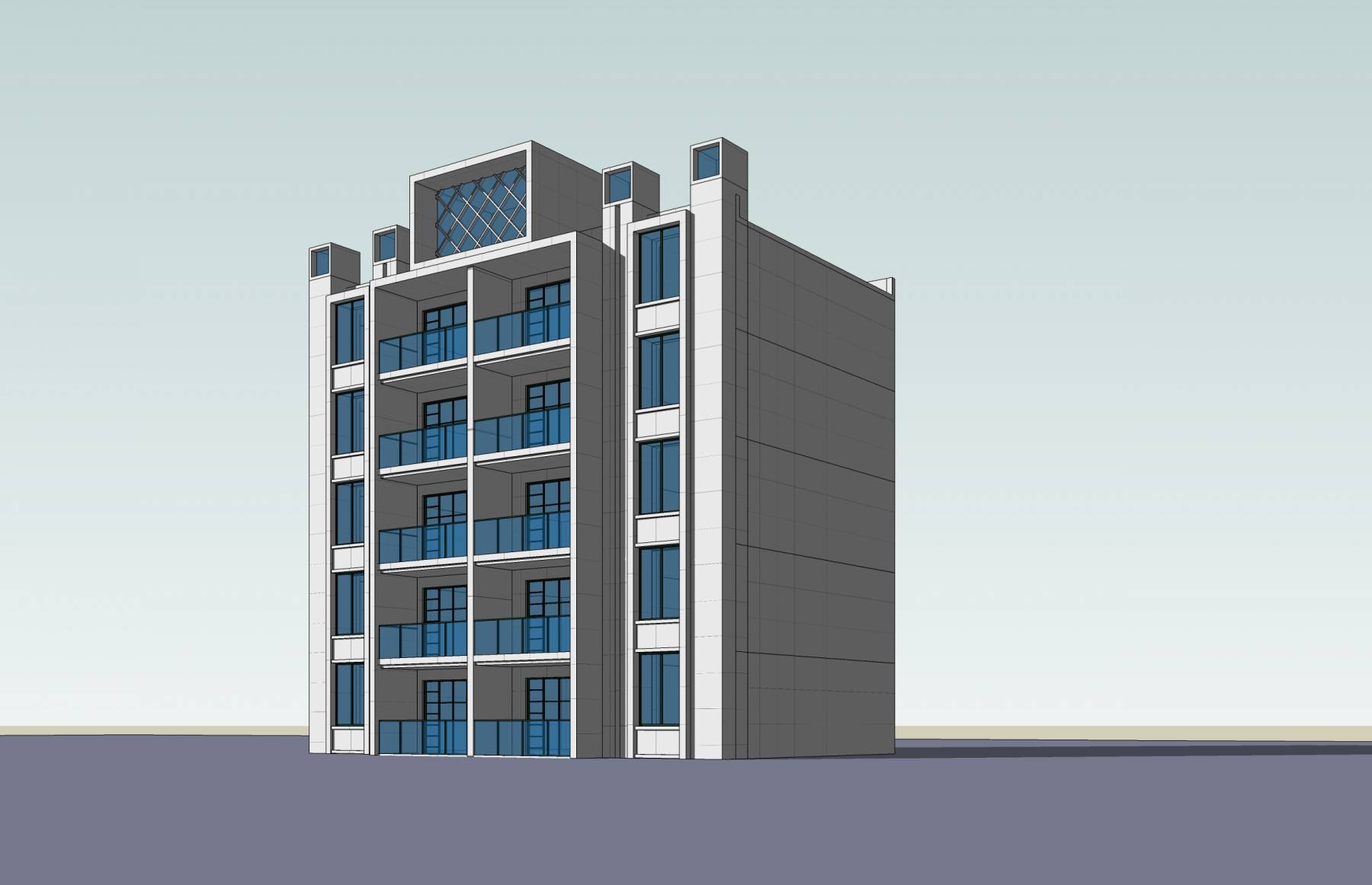 现代多层住宅楼(41243)su模型下载