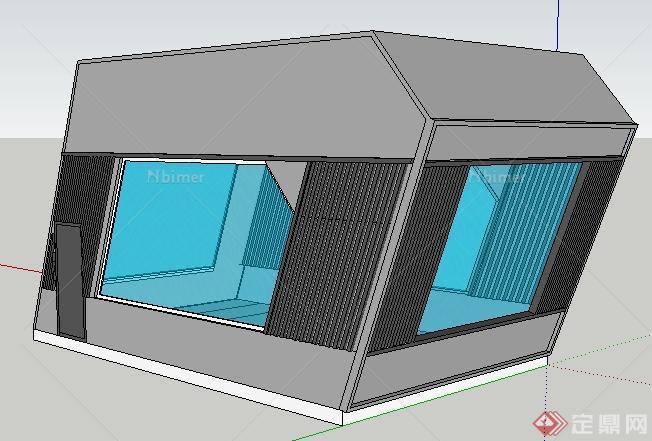 某现代风格创意门卫房建筑设计su模型