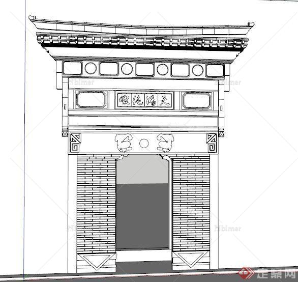 古建筑门头设计su模型