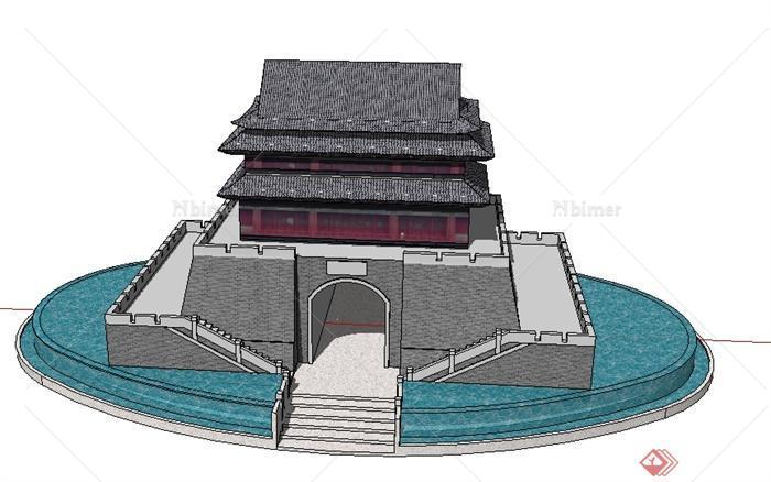 某古建城楼建筑设计su模型[原创]