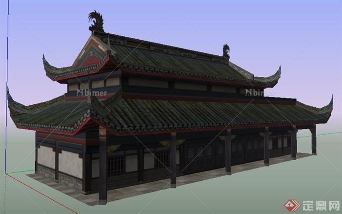 古典中式寺庙重檐殿堂建筑设计su模型