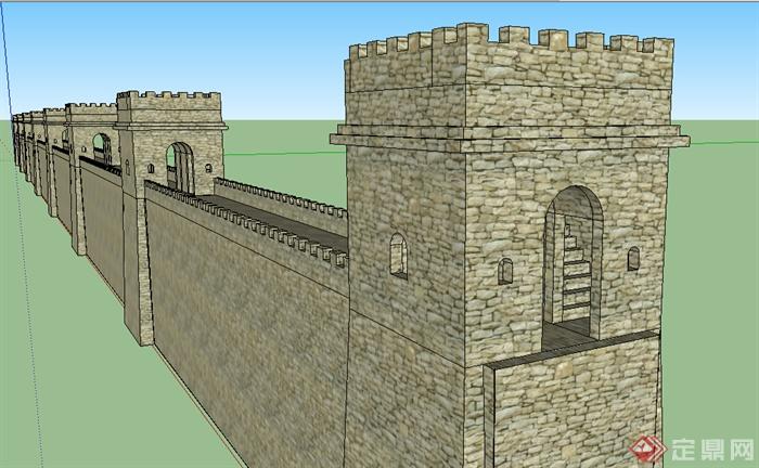 古建景观之城墙设计su模型
