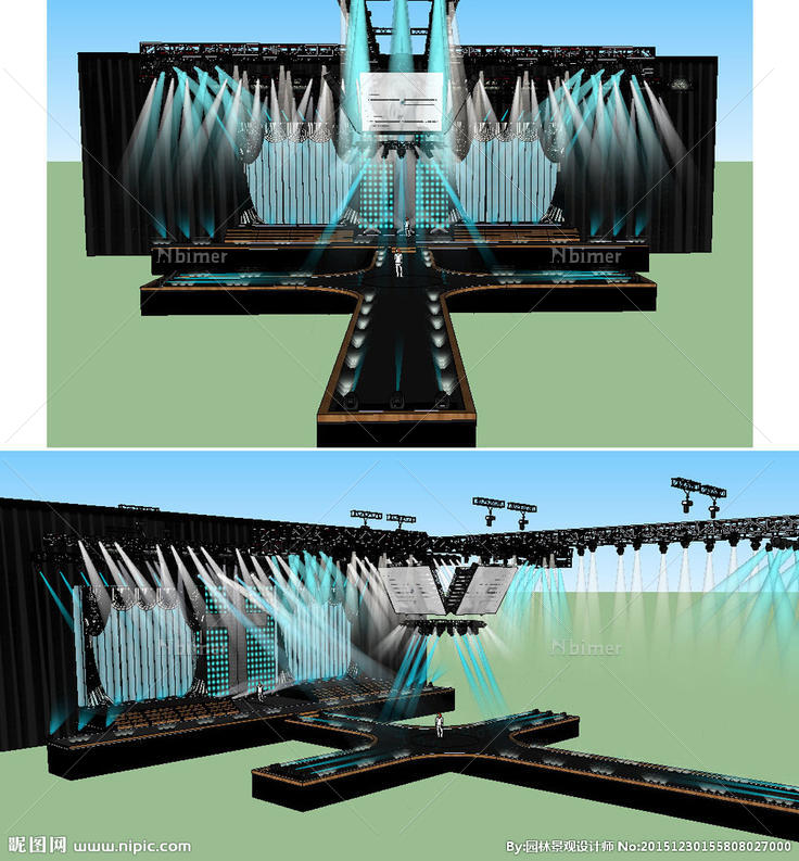 舞台舞美背景su草图大师模型图片