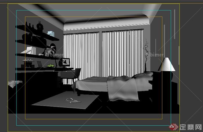 某简约风格室内卧室设计3dmax模型