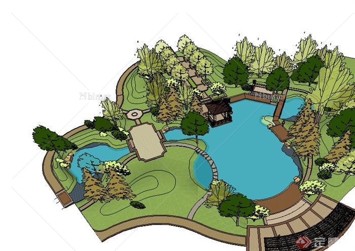某住宅区中央水池景观设计su模型[原创]