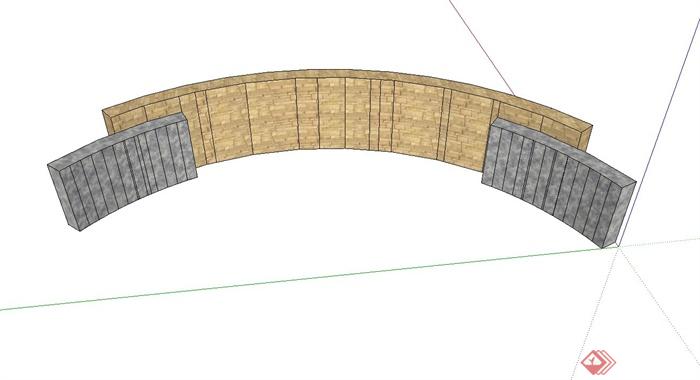 公园弧形景墙设计su模型