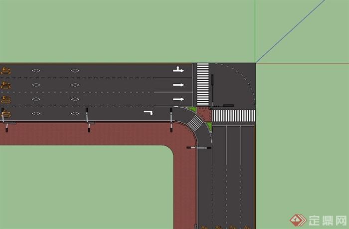 为四车道道路设计,模型制作美观详细,细节部分制作精致,有材质贴图