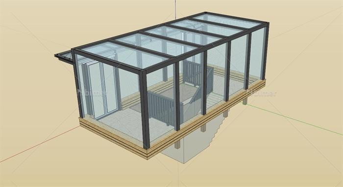 某现代风格钢结构地下室人防出入口设计su模型[原