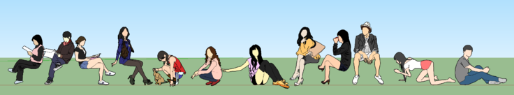 2D坐姿 成组人群 儿童主题SketchUp配景模型精选