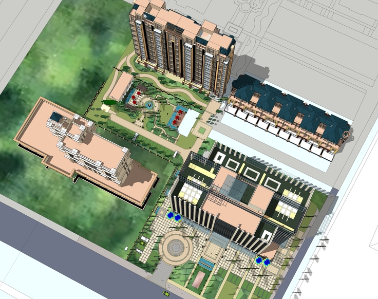 商业综合体与商业广场规划方案sketchup模型