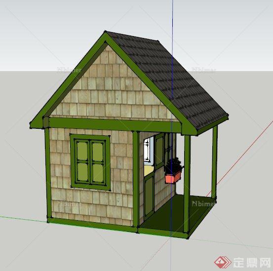 一间现代风格保卫室建筑设计su模型