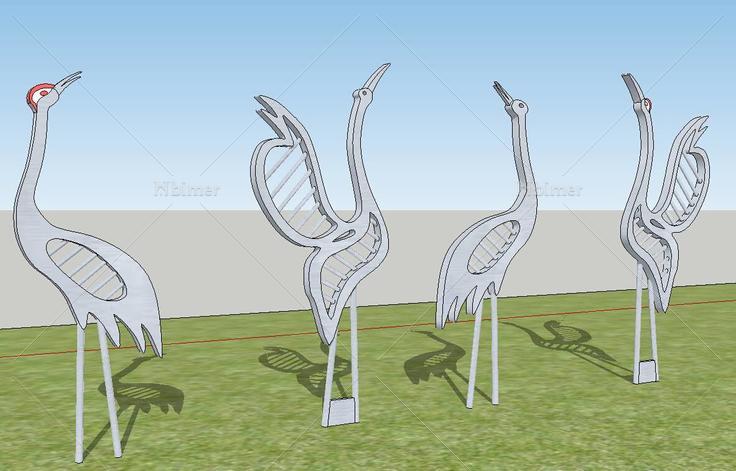 白鹭雕塑(80008)su模型下载