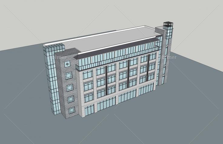 新中式多层办公楼48366su模型下载