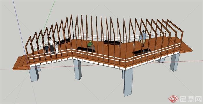 现代特色廊桥设计su模型