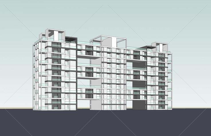 现代小高层住宅楼(47106)su模型下载