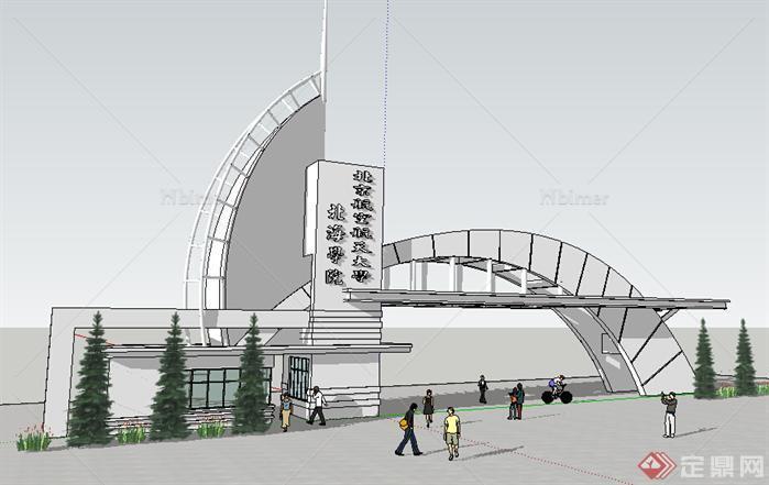 某大学现代大门设计方案su模型