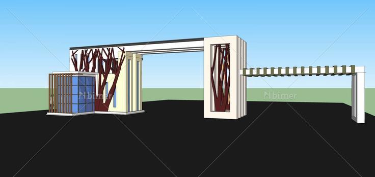 现代小区大门(58548)su模型下载