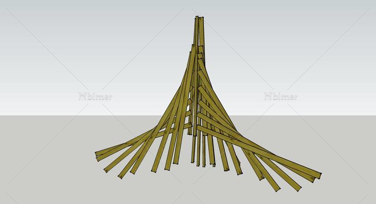 现代景观城市小品雕塑竹亭塔12(111425)模型下