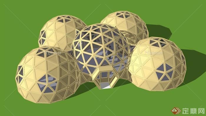 球体建筑小品su模型