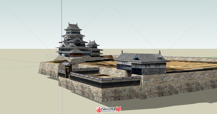 日式古城 古建 楼阁 塔 景观