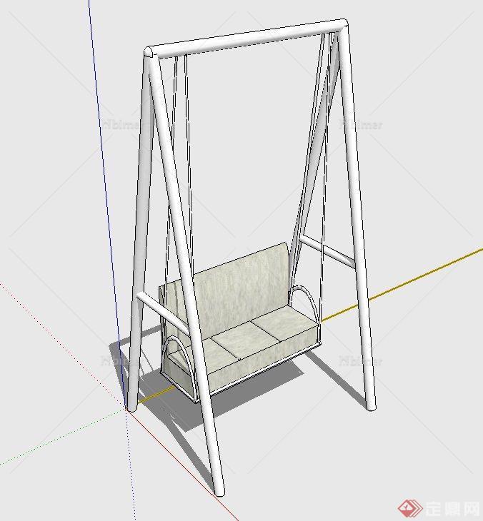 现代室外钢架结构秋千椅设计su模型[原创]