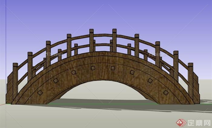 现代中式木拱桥设计su模型原创