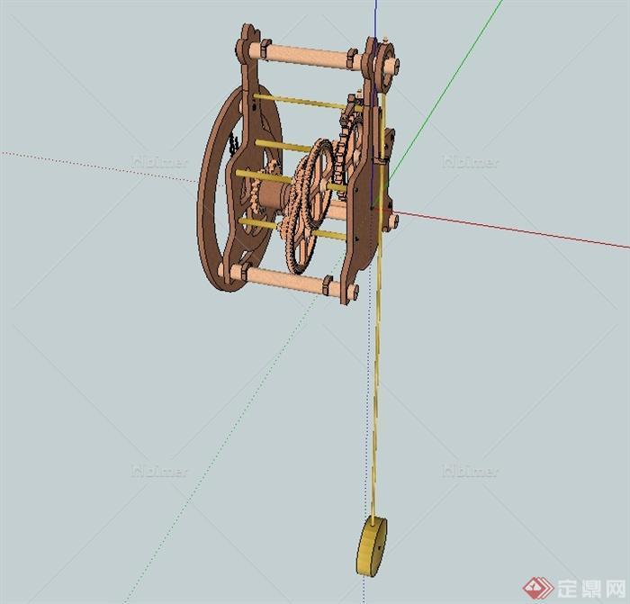 某室内摆钟设计su模型原创