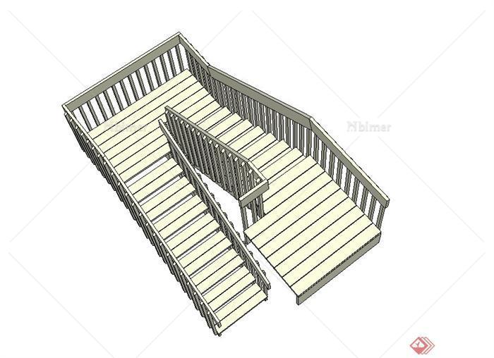 室内转折楼梯设计su模型